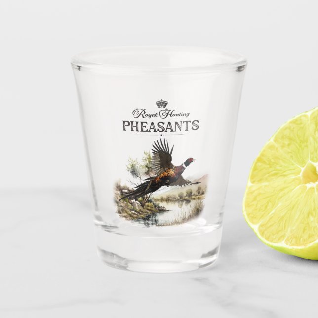Vaso De Chupito Pheasants, cacería real (Anverso)