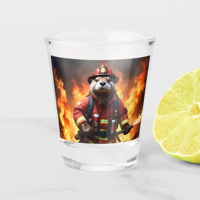 Vaso De Chupito **"Pieles y llamas: La ardiente de un bombero de p (Anverso)
