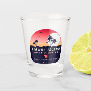 Vaso De Chupito Pier de la isla Kiawah SC Retro Sunset Souvenirs 6