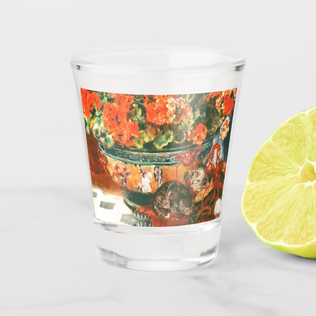 Vaso De Chupito Pierre-Auguste Renoir Geranios Y Gatos    (Anverso)