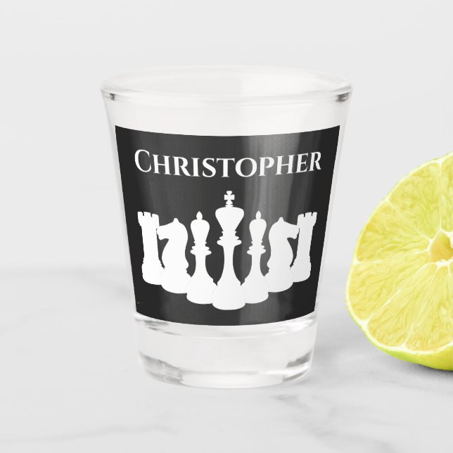 Vaso De Chupito Piezas de ajedrez clásicas personalizadas King (Anverso)