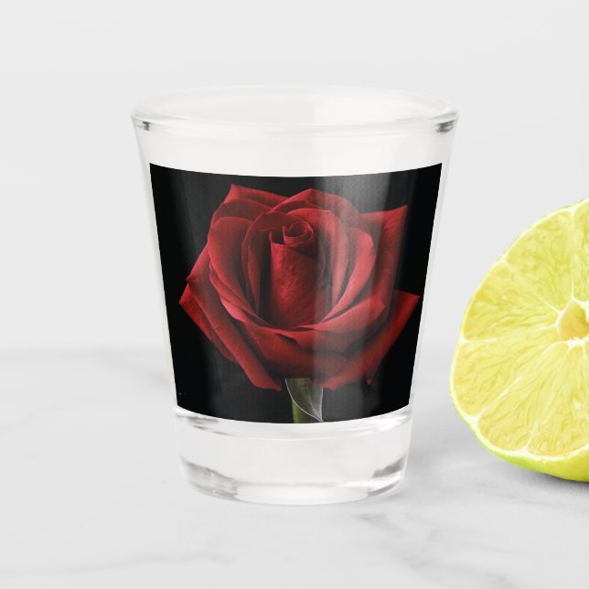 Vaso De Chupito Pilar de lanzamiento de rosa roja (Anverso)