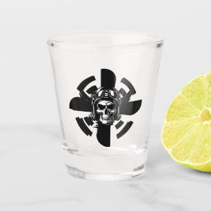 Vaso De Chupito Piloto de cráneo y hélice de avión, Minimalista, n