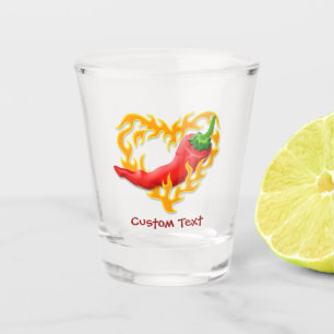 Vaso De Chupito Pimienta chile con corazón de llama