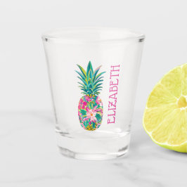 Vaso De Chupito Piña tropical rosa y verde floral