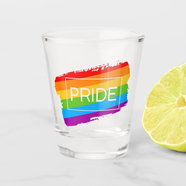 Vaso De Chupito Pincel de orgullo arcoiris (Anverso)
