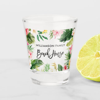 Vaso De Chupito Pincel Script Tropical Floral Greenery Beach House