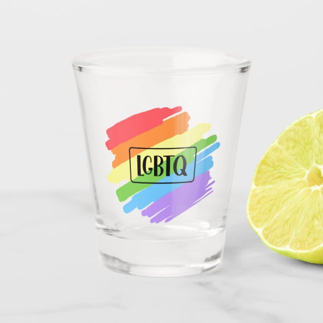 Vaso De Chupito Pinceles LGBTQ arcoiris (Anverso)