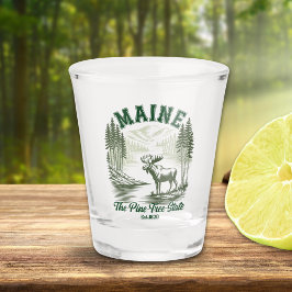 Vaso De Chupito Pine Tree State Moose and River Artwork