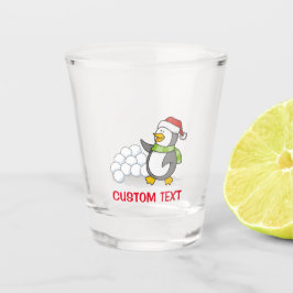 Vaso De Chupito Pingüino navidad con bolas de nieve ondeando