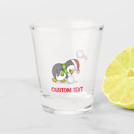 Vaso De Chupito Pingüino navidad recibiendo bola de nieve