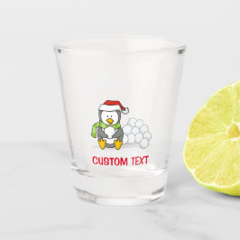 Vaso De Chupito Pingüino navidad sentado con bolas de nieve