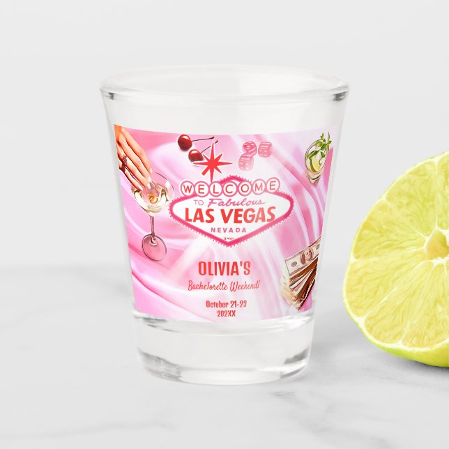 Vaso De Chupito Pink de la Bachelorette Party de Las Vegas (Anverso)