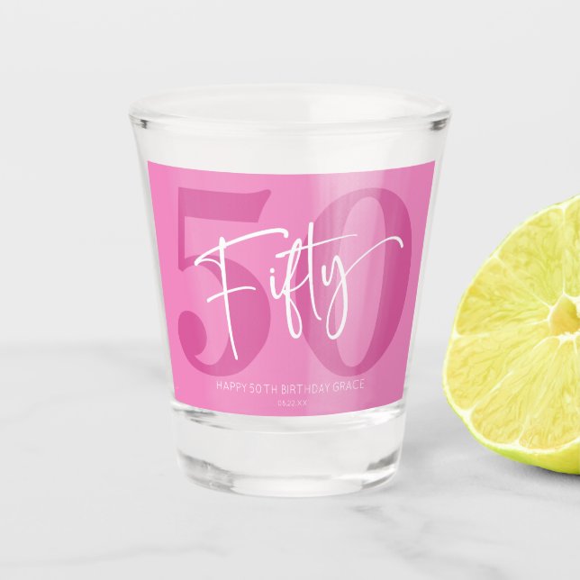 Vaso De Chupito Pink Fifty 500th Birthday Party Gift (Anverso)