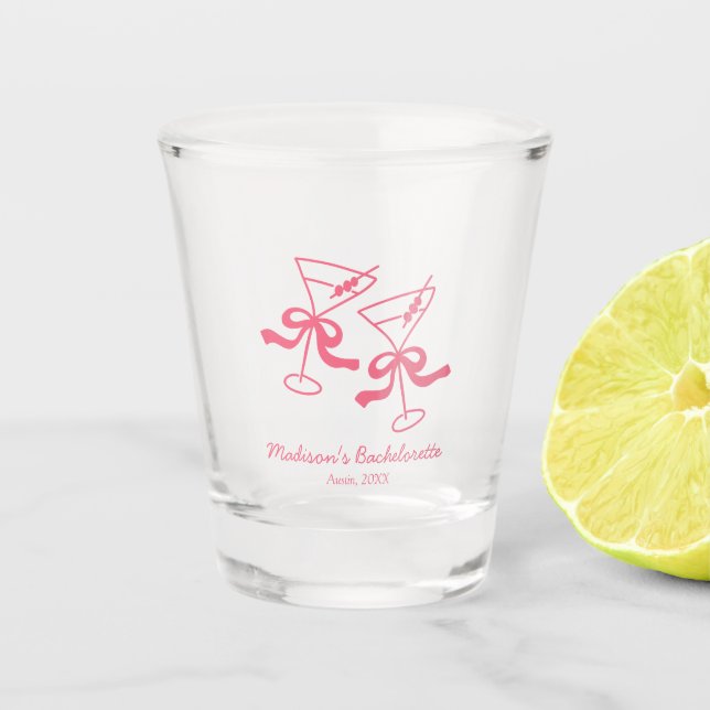 Vaso De Chupito Pink Martini Coquette Bachelorette Party Favor (Anverso)