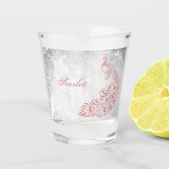 Vaso De Chupito Pink Peacock Personalizado (Anverso)