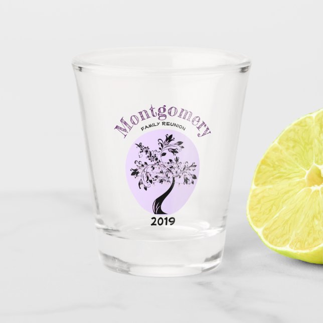 Vaso De Chupito Pintura de árbol púrpura de moda en Reunión Famili (Anverso)