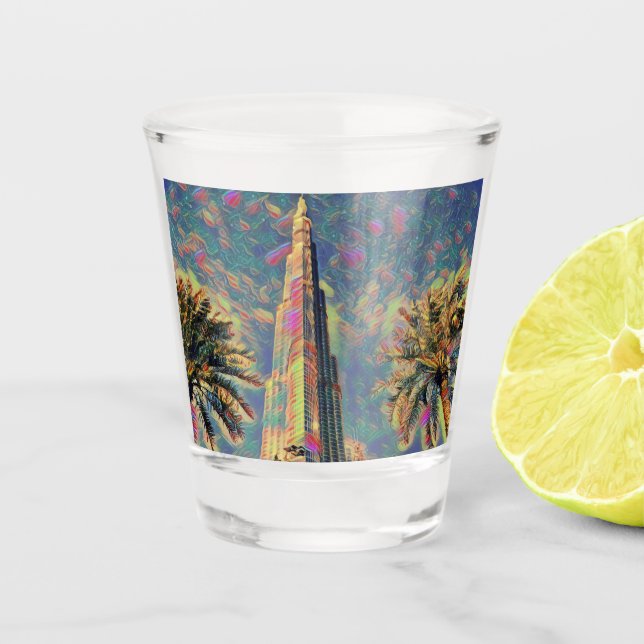 Vaso De Chupito Pintura de Burj Khalifa (Anverso)