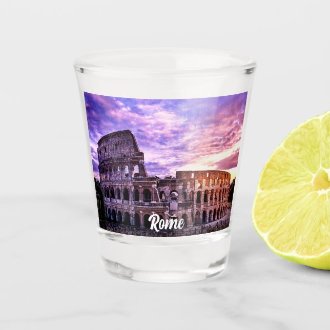 Vaso De Chupito Pintura del Coliseo en Roma al atardecer (Anverso)