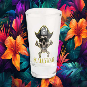 Vaso De Chupito PIRATE CARRIBEAN GOLD SKULL Crossbone Scallywag