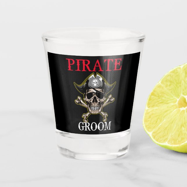 VASO DE CHUPITO PIRATE SKULL GROOM CROSS BONOS NEGRO (Anverso)