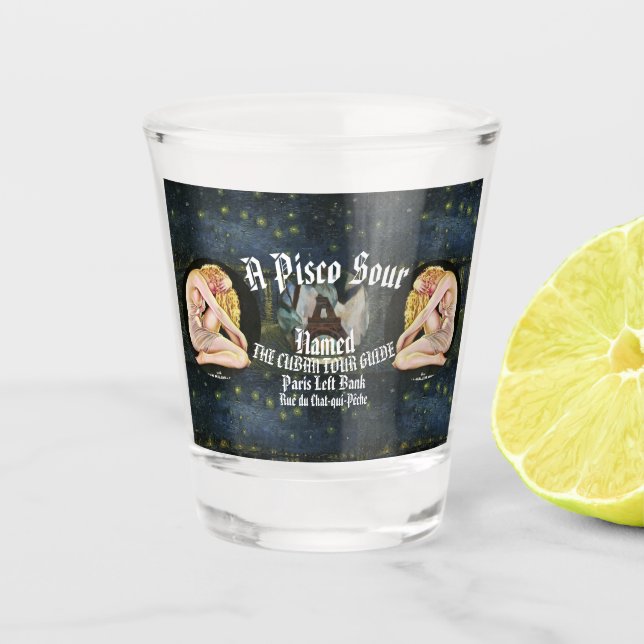 VASO DE CHUPITO PISCO SOUR LLAMADO GUÍA DE TURISMO CUBANO (Anverso)