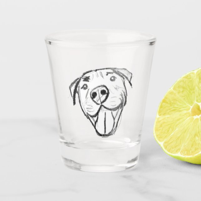 Vaso De Chupito pitbull dibujar simples amantes del perro blanco n (Anverso)