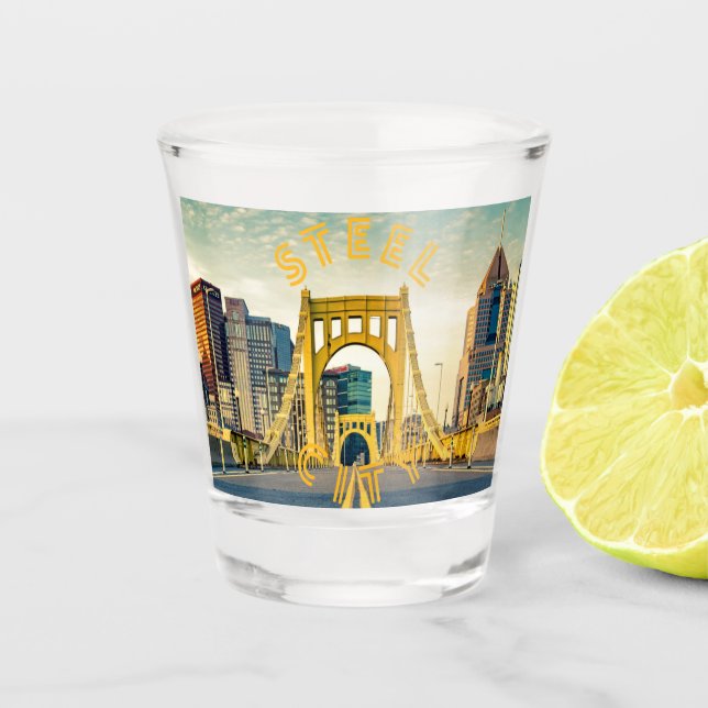 Vaso De Chupito Pittsburgh Steel City Skyline 412 Pennsylvania Can (Anverso)