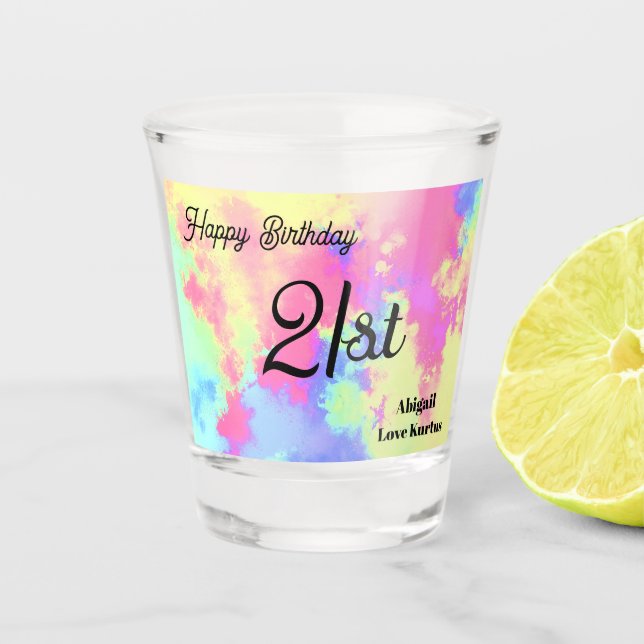 Vaso De Chupito Placa de pintura arcoiris personalizado 21ª crista (Anverso)