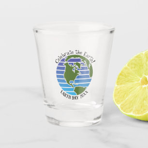 Vaso De Chupito Planeta del mapa del globo verde azul del Día de l