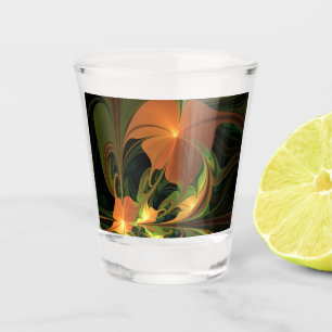 Vaso De Chupito Planta de fantasía Resumen Fractal Verde Rust Brow