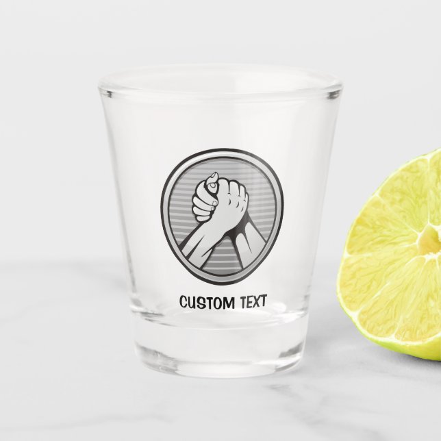 Vaso De Chupito Plata de lucha de brazos (Anverso)