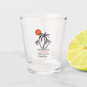 Vaso De Chupito Playa de la puesta de sol tropical árbol de palma