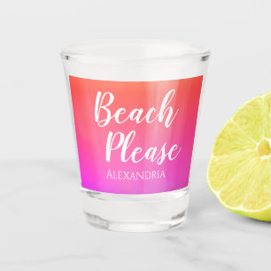 Vaso De Chupito Playa Personalizada Por Favor Naranja Rosa Ombre