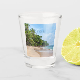 Vaso De Chupito Playa Tahiti Sand Blue Sky Palm Trees