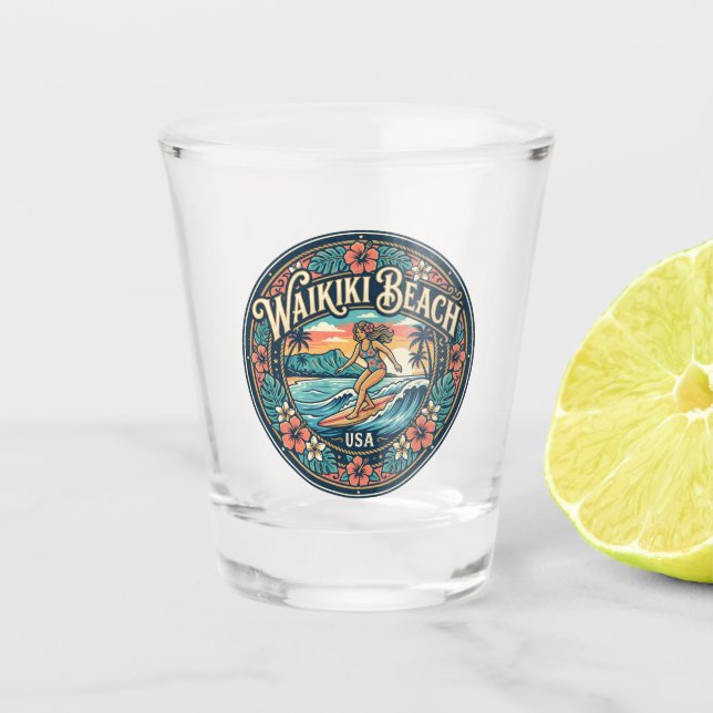 Vaso De Chupito Playa Waikiki EE. UU. (Anverso)