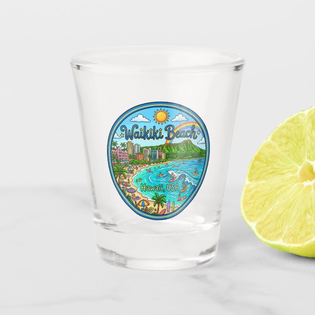 Vaso De Chupito Playa Waikiki Hawaii (Anverso)