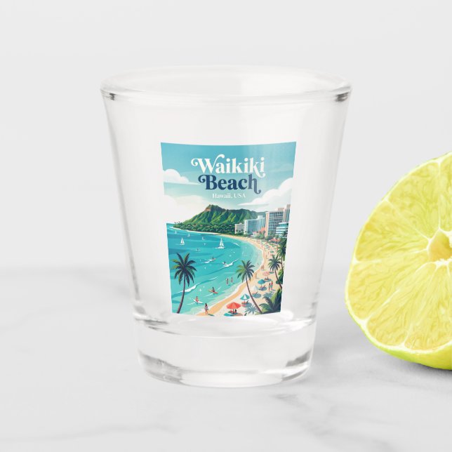 Vaso De Chupito Playa Waikiki Hawaii (Anverso)