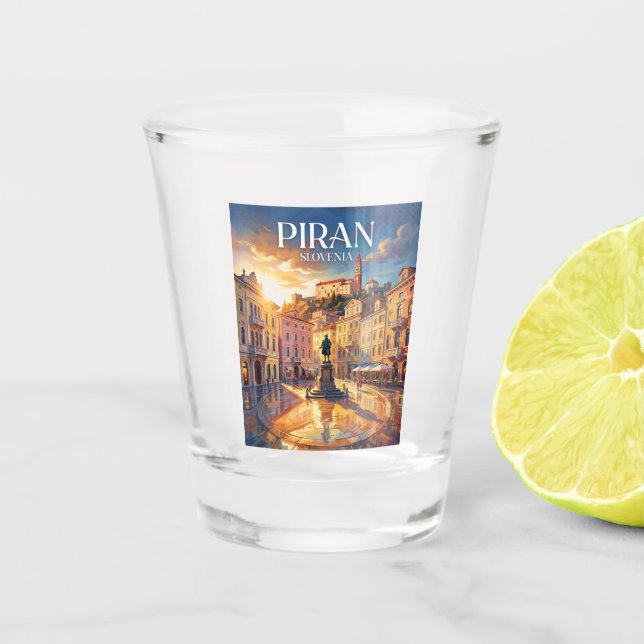 Vaso De Chupito Plaza Tartini Eslovenia (Anverso)
