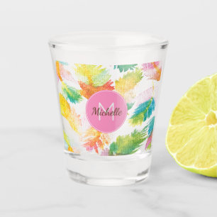 Vaso De Chupito Plumas Acuarela Tropical Personalizadas