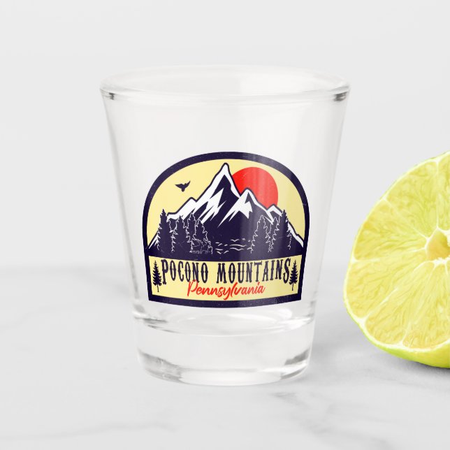 Vaso De Chupito Poconos Pennsylvania PA Mountain Gift Retro (Anverso)
