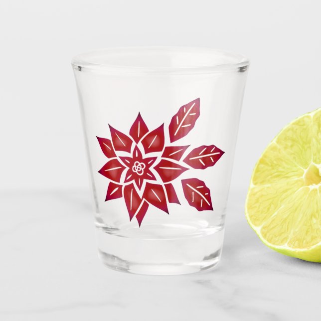 Vaso De Chupito Poinsettia roja (Anverso)