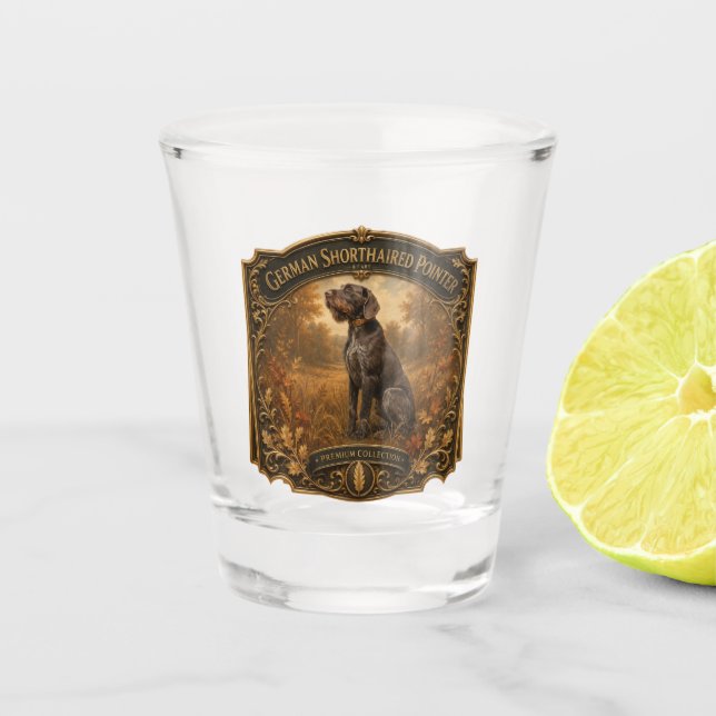 Vaso De Chupito Pointer Alemán de Pelo Cargado (Anverso)