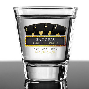 Vaso De Chupito Póker Ases Negro y Oro Despedida de Soltero