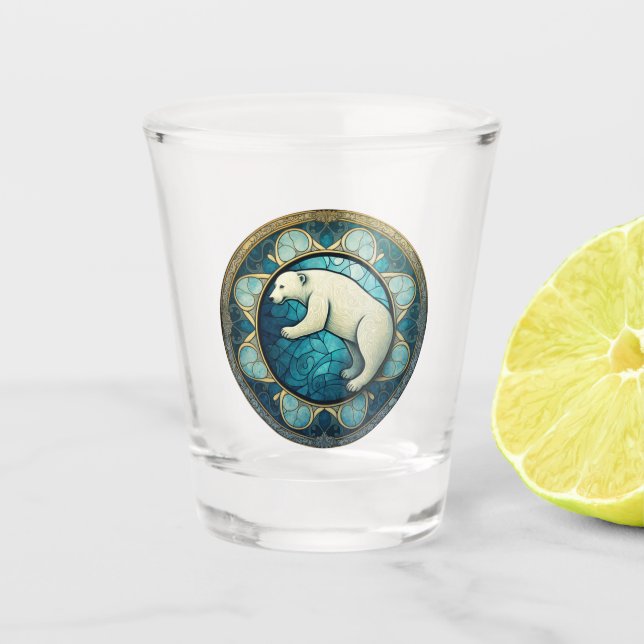 Vaso De Chupito Polar Bear Estilo De Vidrio Alterado AI Arte Vidri (Anverso)