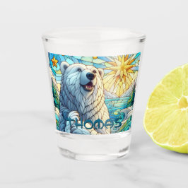 Vaso De Chupito Polar Bear Faux Stained Glass Personalizado