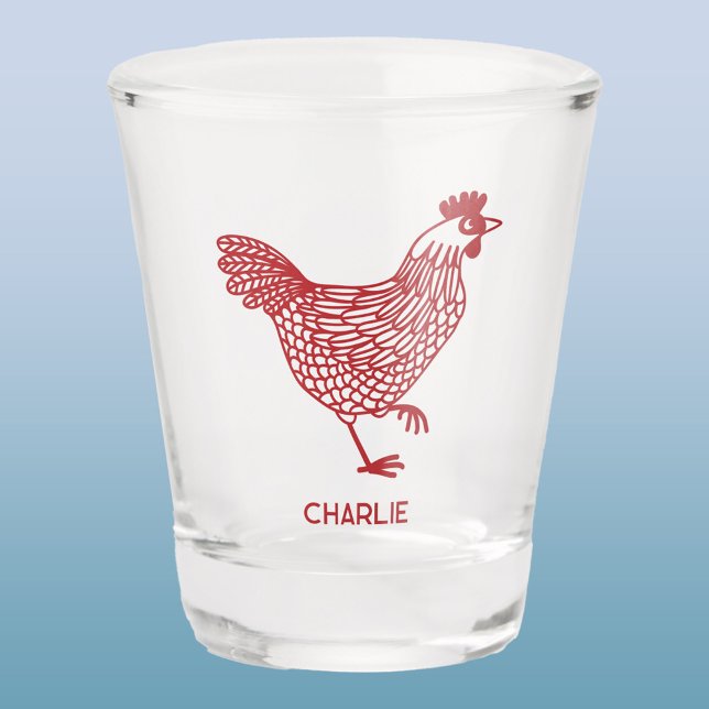 Vaso De Chupito Pollo Hen Personalizado (Chicken hen poultry personalized shot glass)
