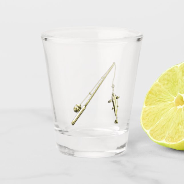 Vaso De Chupito Polo de pesca de oro (Anverso)