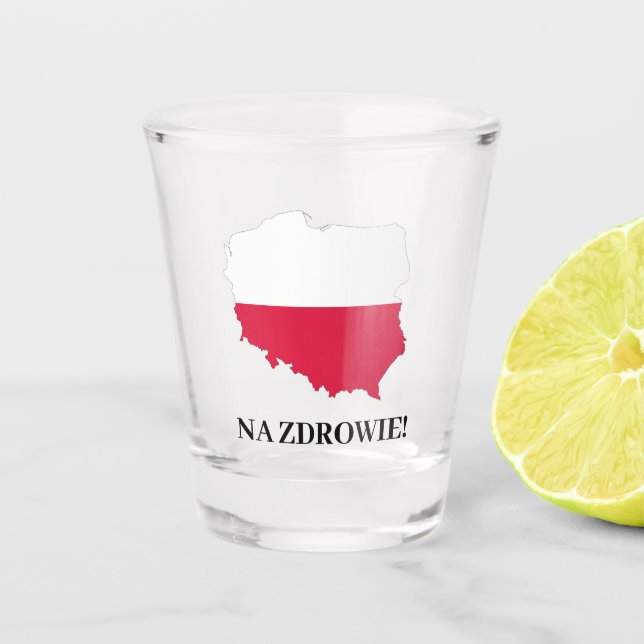 Vaso De Chupito Polonia Mapa de la bandera polaca Na Zdrowie Cheer (Anverso)