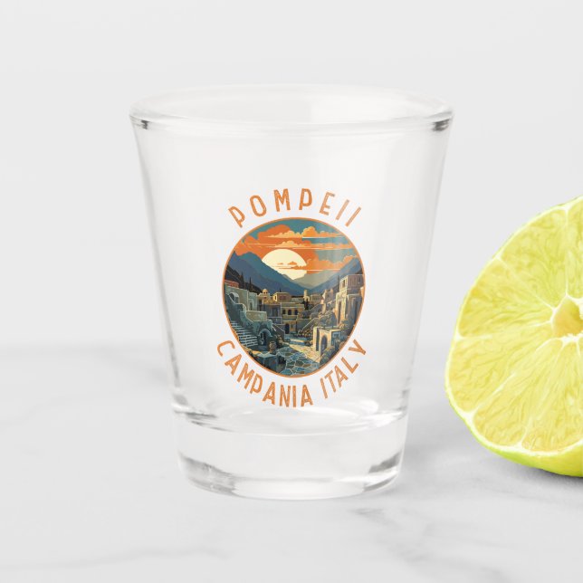 Vaso De Chupito Pompeya Campania Italia Círculo retro perturbado (Anverso)
